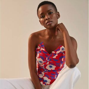 Anthropologie Hutch Strapless Ruffle Top Floral Print Size 8 NWT